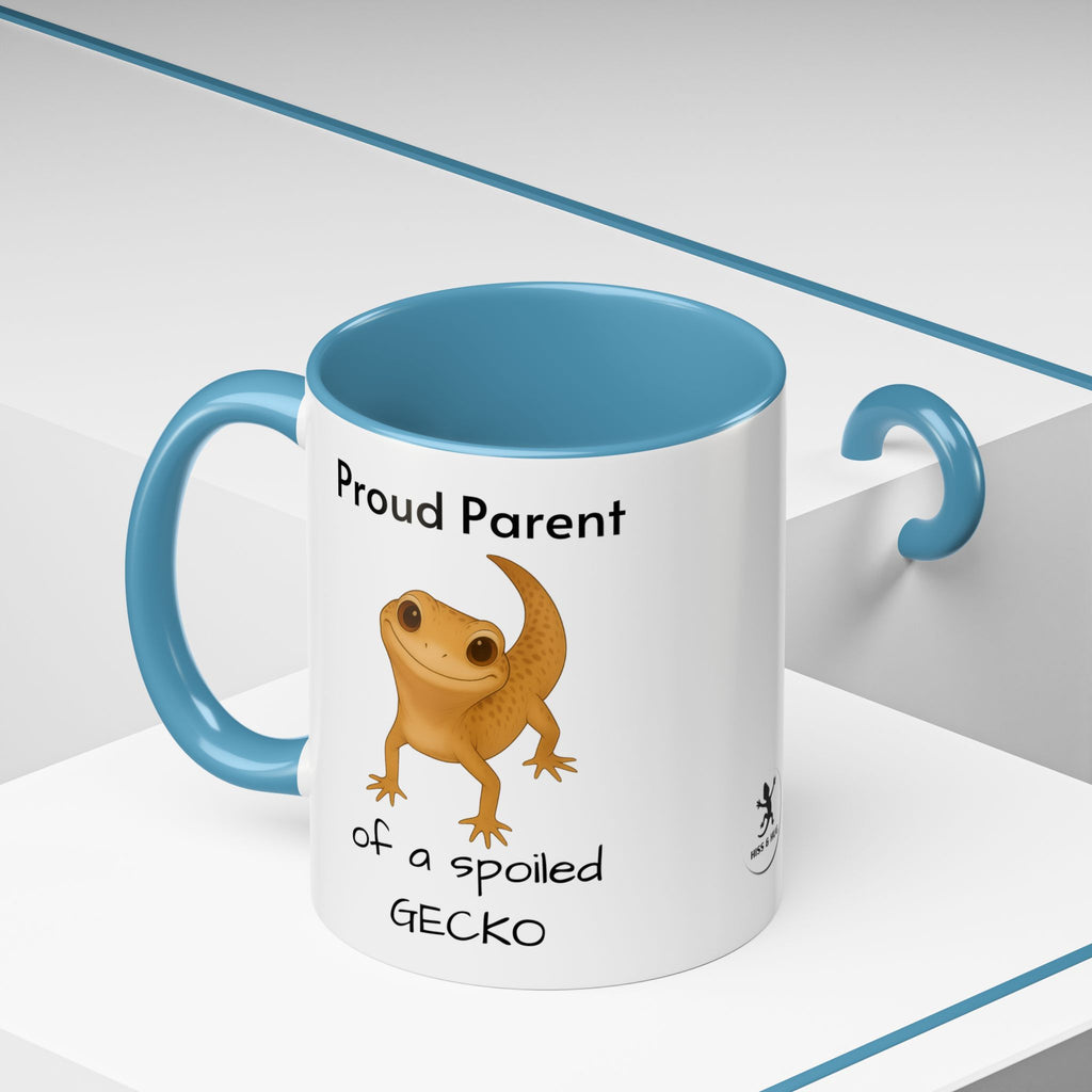 Leopard Gecko Coffee Mug – "Proud Parent of a Spoiled Gecko" – Cute Accent Mug, 11oz & 15oz – Reptile Owner Gift