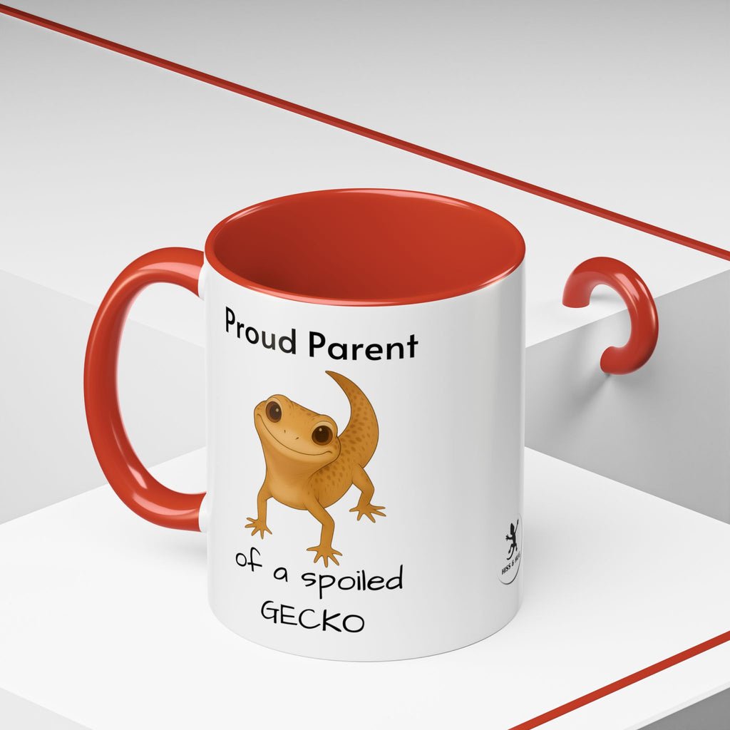 Leopard Gecko Coffee Mug – "Proud Parent of a Spoiled Gecko" – Cute Accent Mug, 11oz & 15oz – Reptile Owner Gift