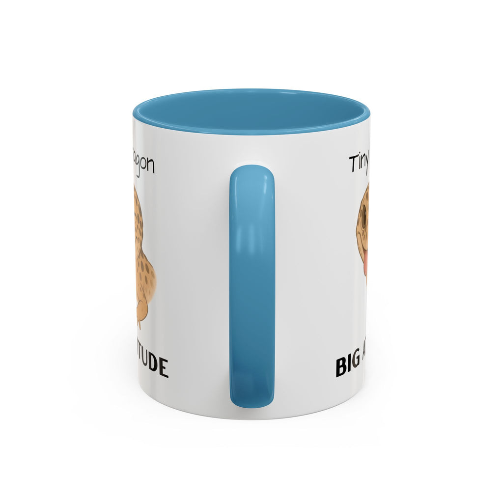 Leopard Gecko Accent Coffee Mug – "Tiny Dragon. Big Attitude" – Colorful Handle, Ceramic, 11oz & 15oz – Reptile Lover & Gecko Owner Gift