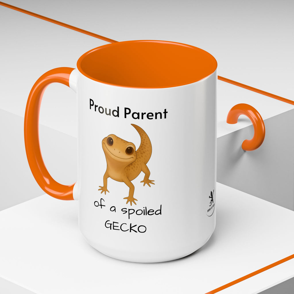 Leopard Gecko Coffee Mug – "Proud Parent of a Spoiled Gecko" – Cute Accent Mug, 11oz & 15oz – Reptile Owner Gift