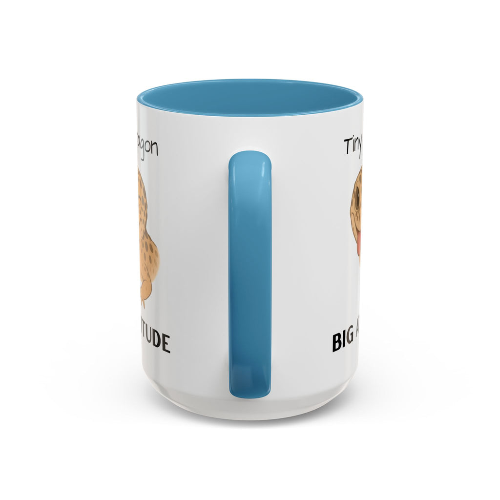 Leopard Gecko Accent Coffee Mug – "Tiny Dragon. Big Attitude" – Colorful Handle, Ceramic, 11oz & 15oz – Reptile Lover & Gecko Owner Gift