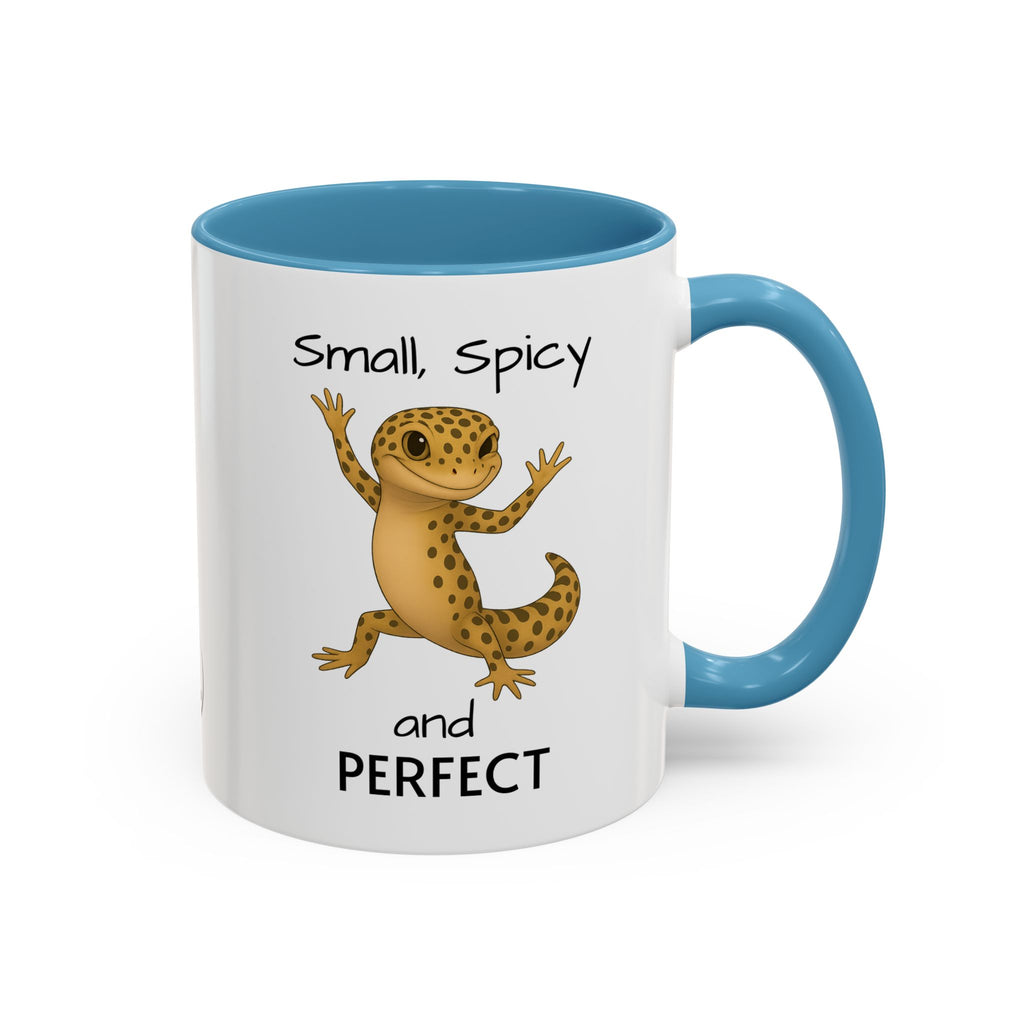 Leopard Gecko Coffee Mug – "Smol, Spicy and Perfect" – Funny Accent Mug, 11oz & 15oz – Cute Reptile Lover Gift