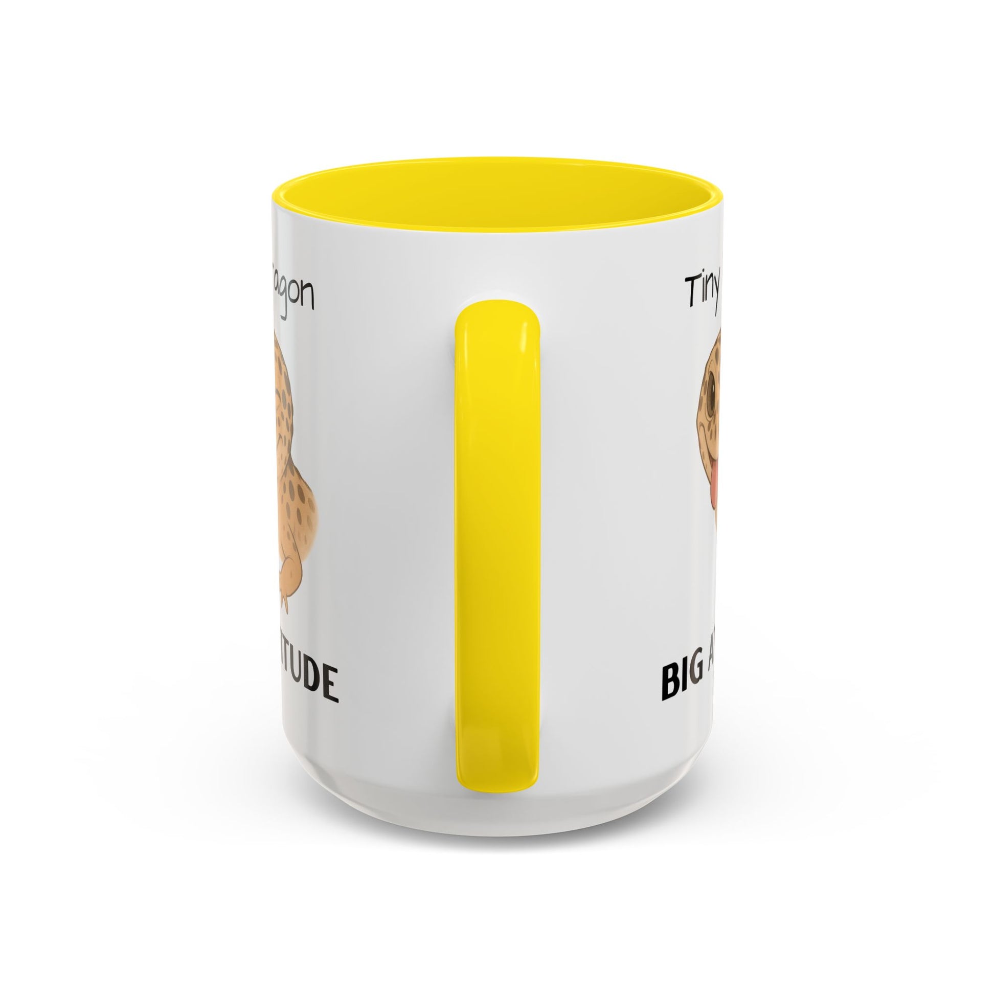 Leopard Gecko Accent Coffee Mug – "Tiny Dragon. Big Attitude" – Colorful Handle, Ceramic, 11oz & 15oz – Reptile Lover & Gecko Owner Gift