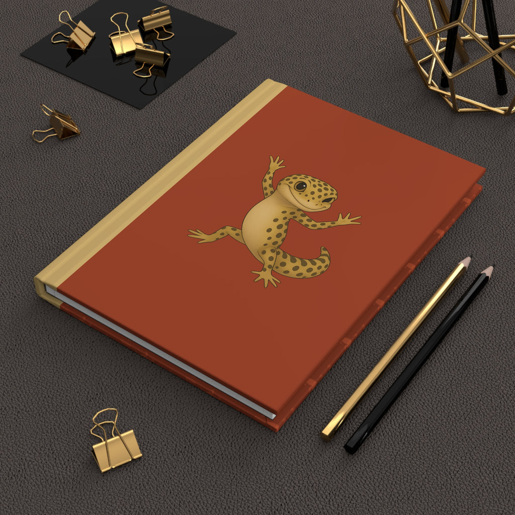 Leopard Gecko Hardcover Journal – Cute Red Matte Notebook – 150 Lined Pages – Reptile Lover & Gecko Owner Gift