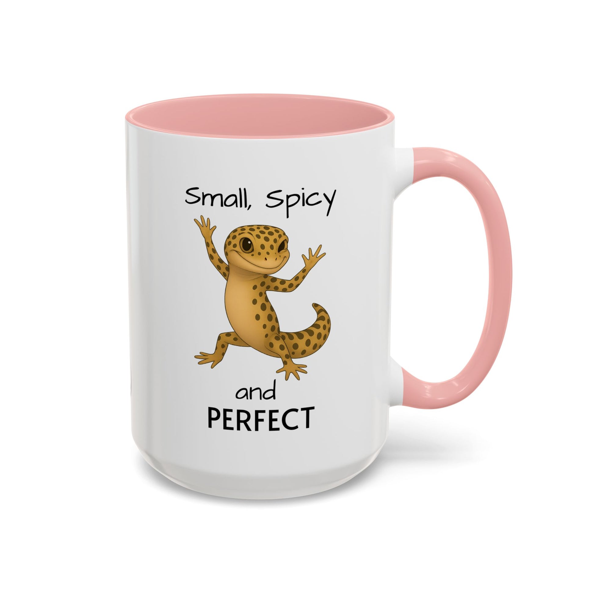 Leopard Gecko Coffee Mug – "Smol, Spicy and Perfect" – Funny Accent Mug, 11oz & 15oz – Cute Reptile Lover Gift