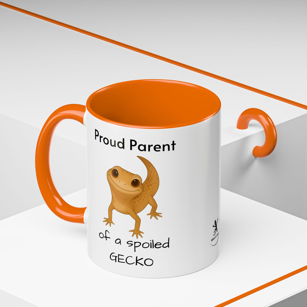 Leopard Gecko Coffee Mug – "Proud Parent of a Spoiled Gecko" – Cute Accent Mug, 11oz & 15oz – Reptile Owner Gift