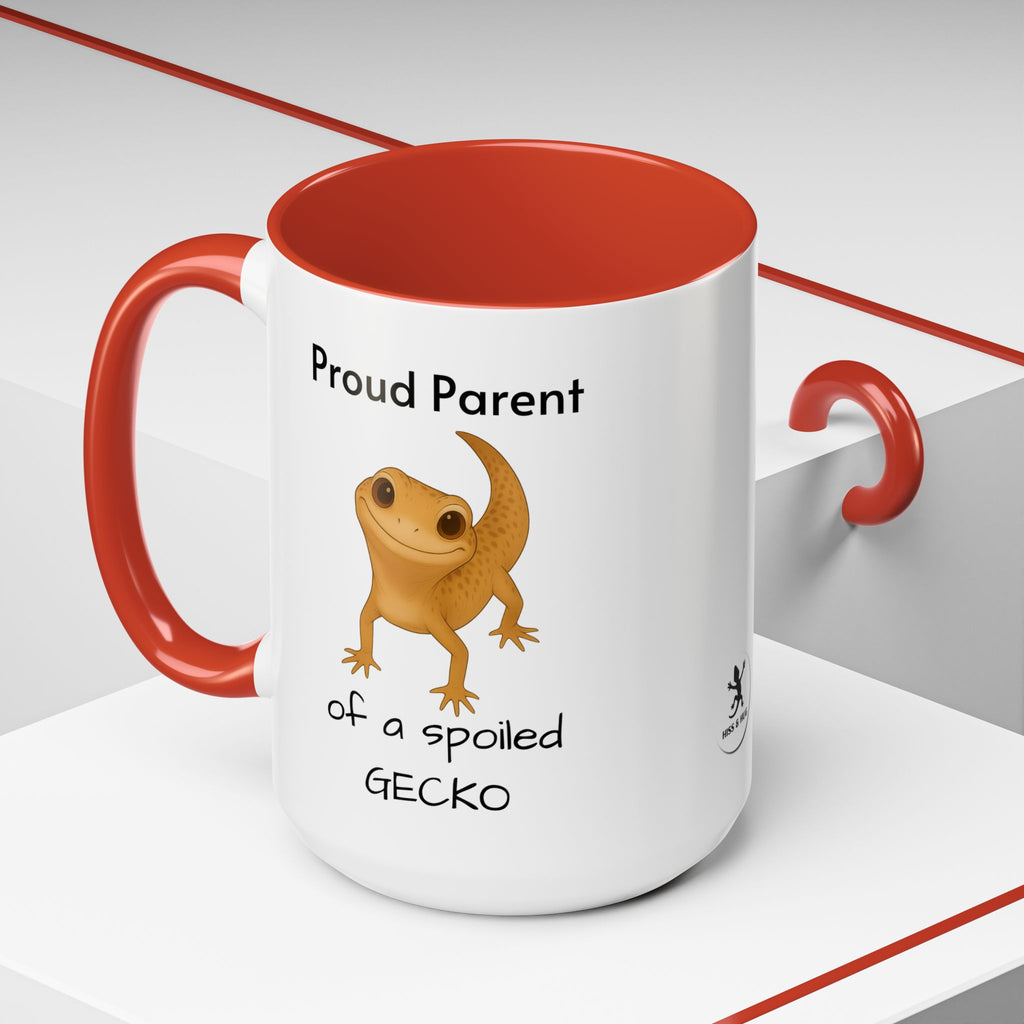 Leopard Gecko Coffee Mug – "Proud Parent of a Spoiled Gecko" – Cute Accent Mug, 11oz & 15oz – Reptile Owner Gift