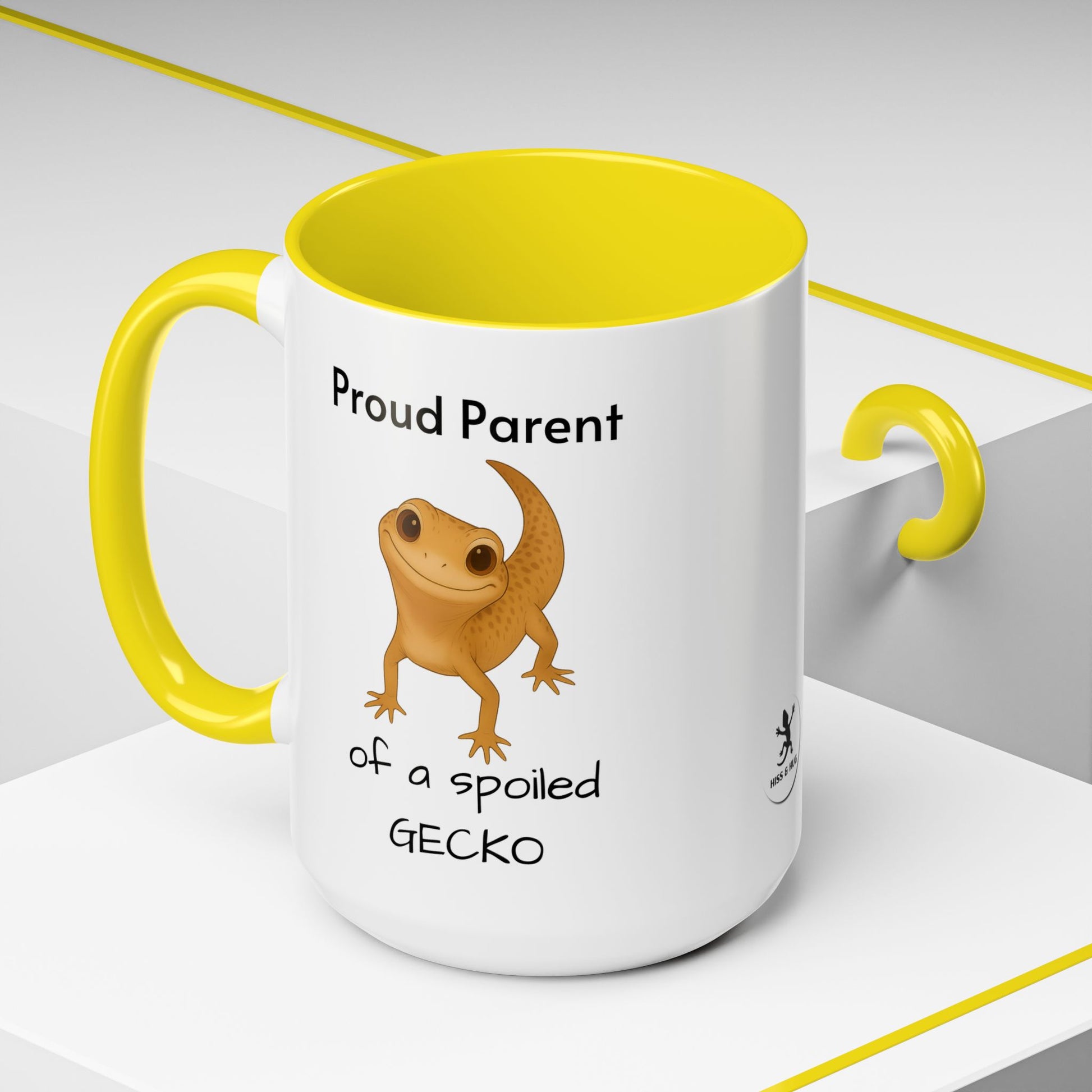 Leopard Gecko Coffee Mug – "Proud Parent of a Spoiled Gecko" – Cute Accent Mug, 11oz & 15oz – Reptile Owner Gift