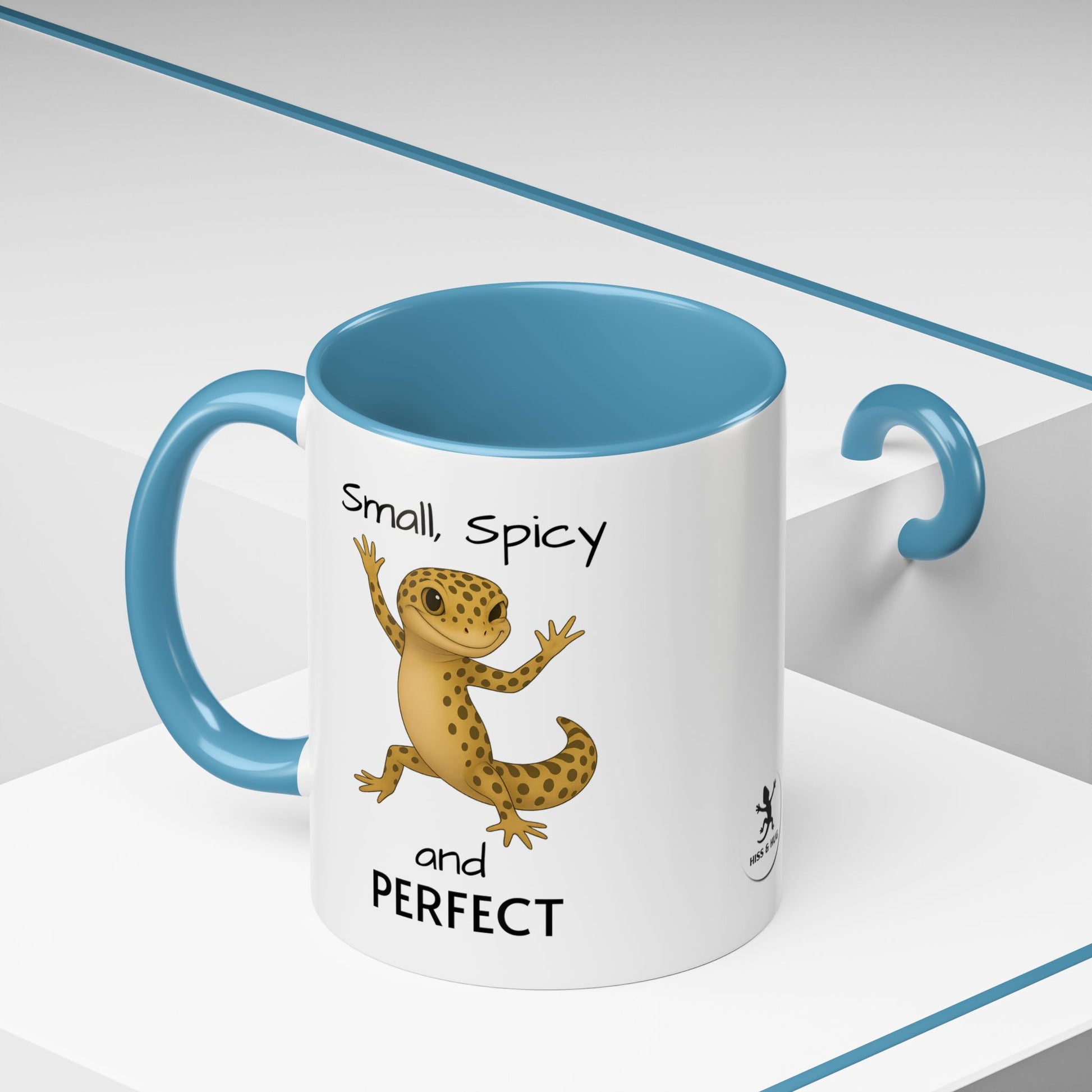 Leopard Gecko Coffee Mug – "Smol, Spicy and Perfect" – Funny Accent Mug, 11oz & 15oz – Cute Reptile Lover Gift