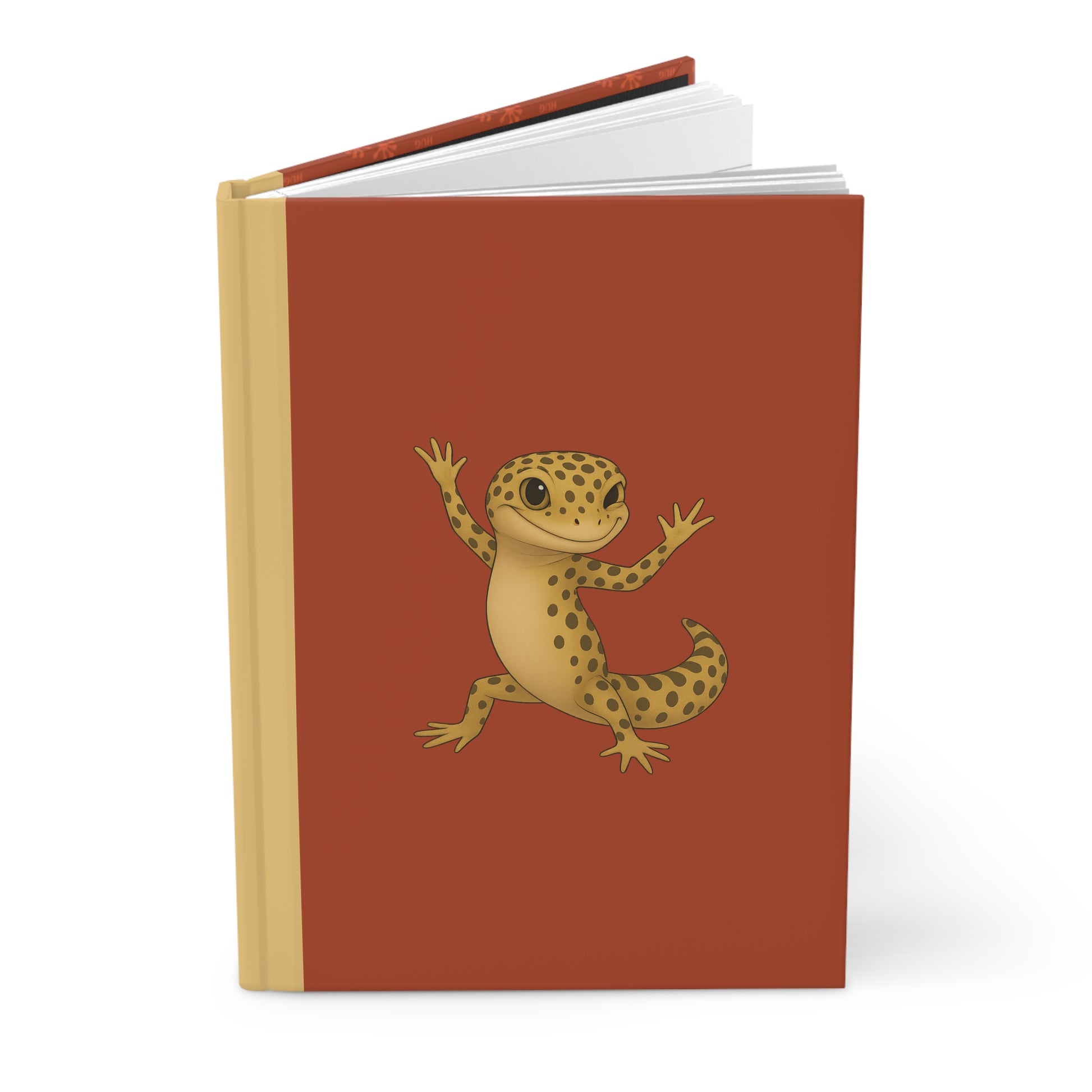 Leopard Gecko Hardcover Journal – Cute Red Matte Notebook – 150 Lined Pages – Reptile Lover & Gecko Owner Gift