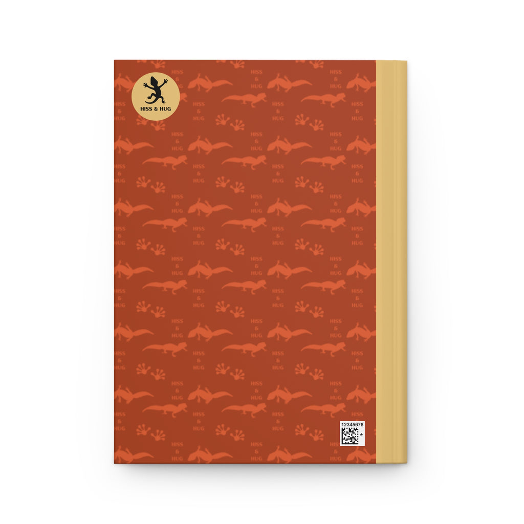 Leopard Gecko Hardcover Journal – Smiling Gecko, Red Matte Cover – Cute Animal Notebook, 150 Lined Pages – Reptile Owner Gift