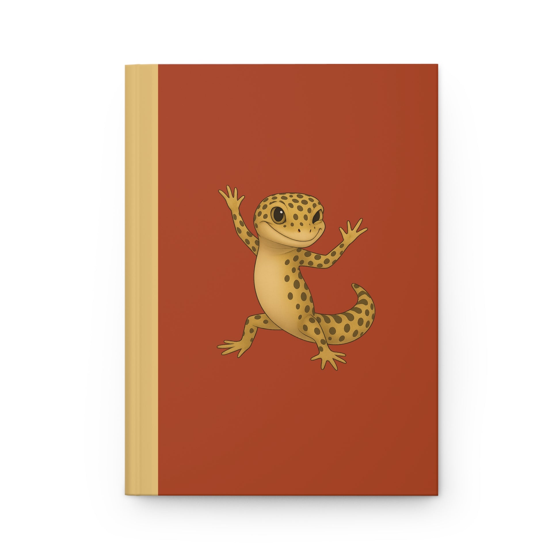 Leopard Gecko Hardcover Journal – Cute Red Matte Notebook – 150 Lined Pages – Reptile Lover & Gecko Owner Gift