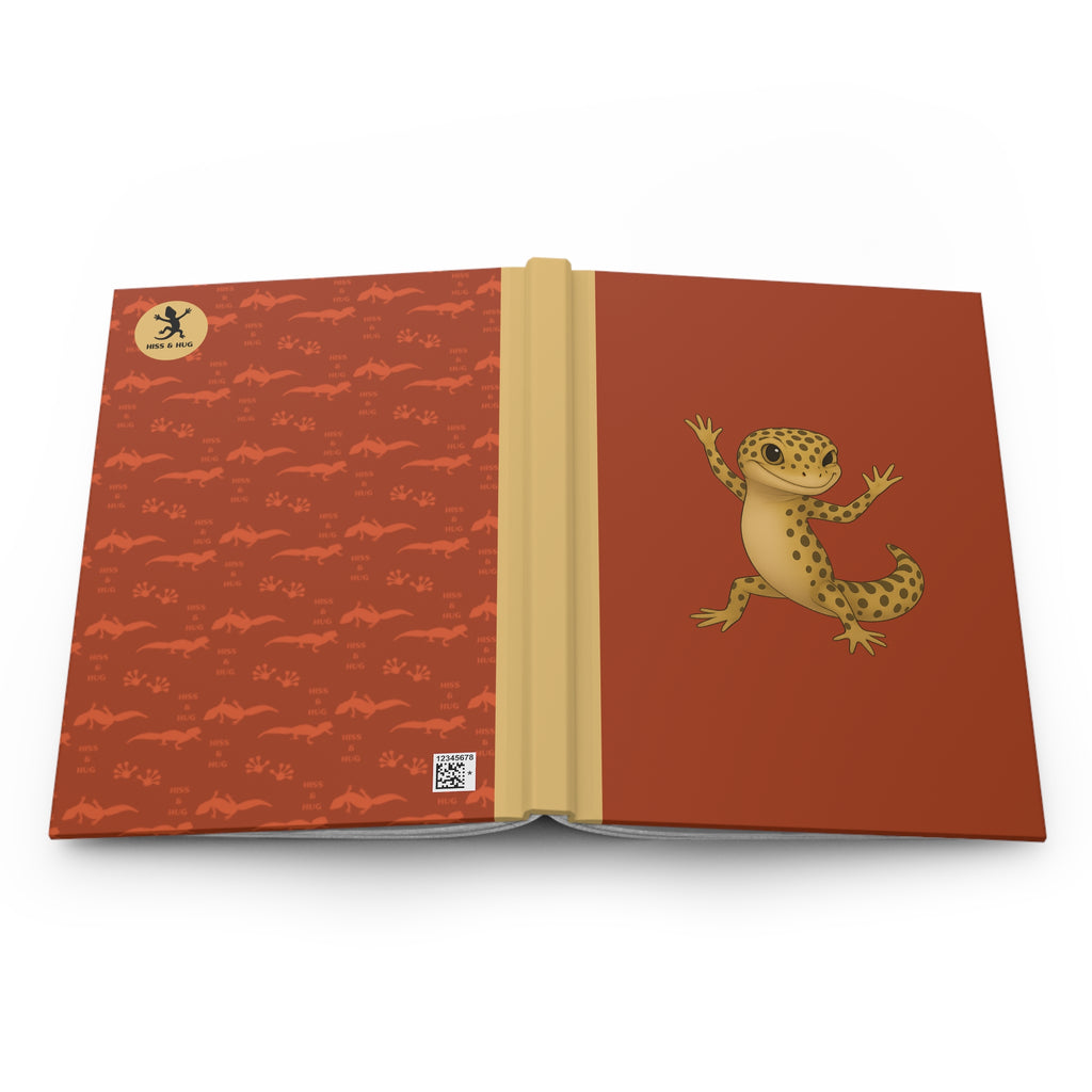 Leopard Gecko Hardcover Journal – Cute Red Matte Notebook – 150 Lined Pages – Reptile Lover & Gecko Owner Gift