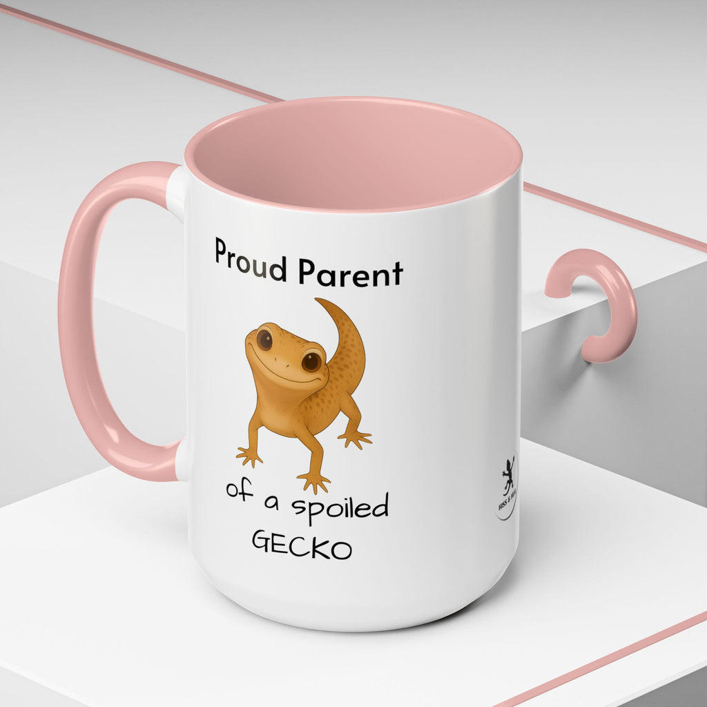 Leopard Gecko Coffee Mug – "Proud Parent of a Spoiled Gecko" – Cute Accent Mug, 11oz & 15oz – Reptile Owner Gift