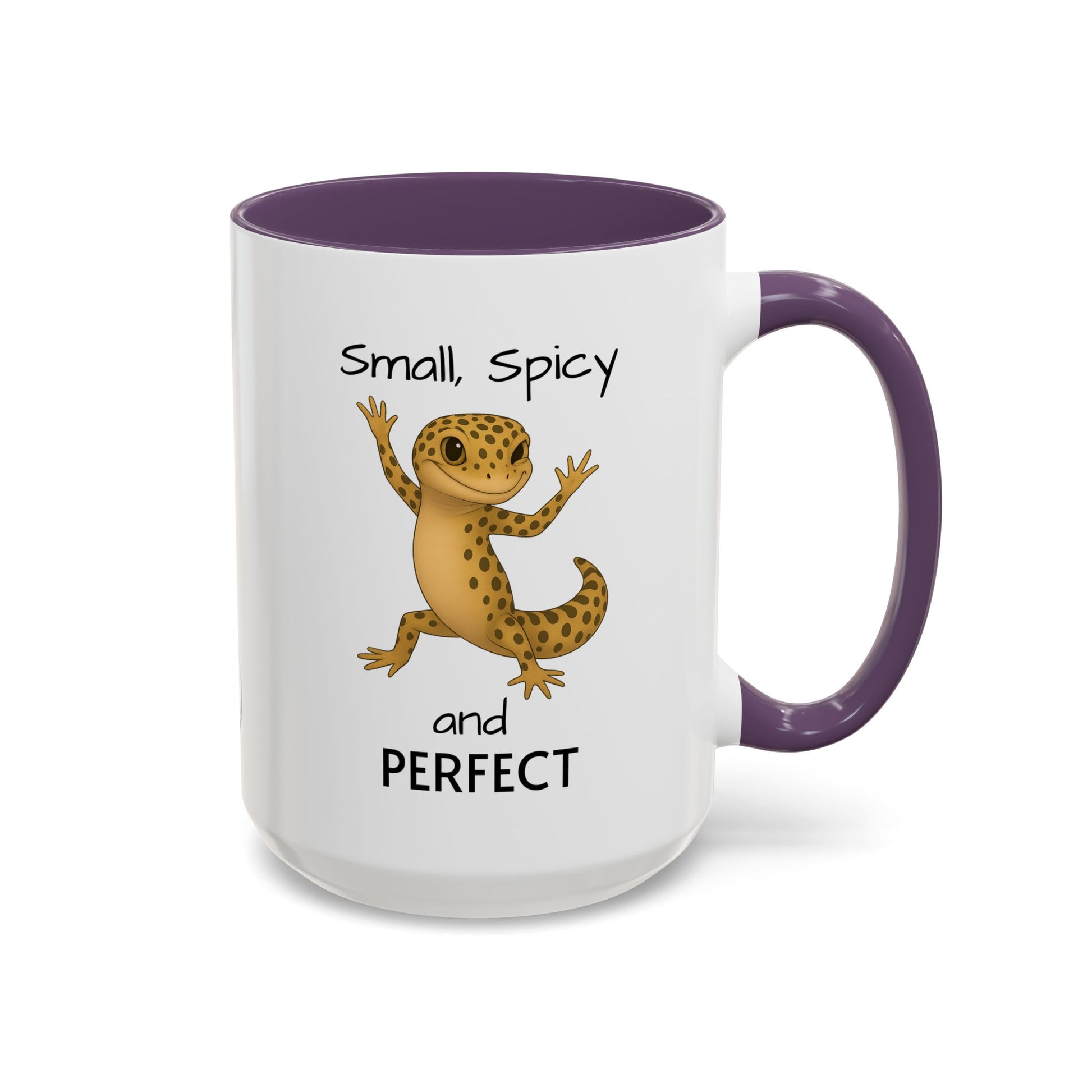Leopard Gecko Coffee Mug – "Smol, Spicy and Perfect" – Funny Accent Mug, 11oz & 15oz – Cute Reptile Lover Gift