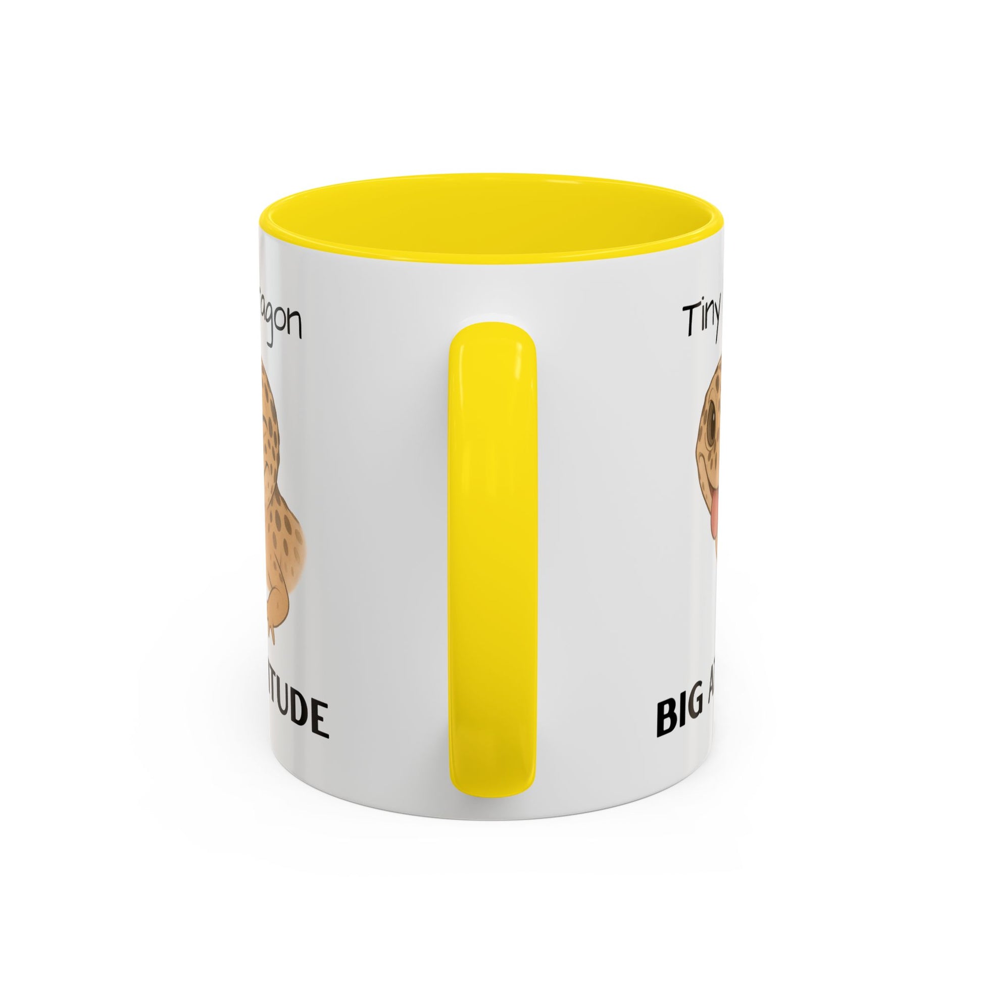 Leopard Gecko Accent Coffee Mug – "Tiny Dragon. Big Attitude" – Colorful Handle, Ceramic, 11oz & 15oz – Reptile Lover & Gecko Owner Gift