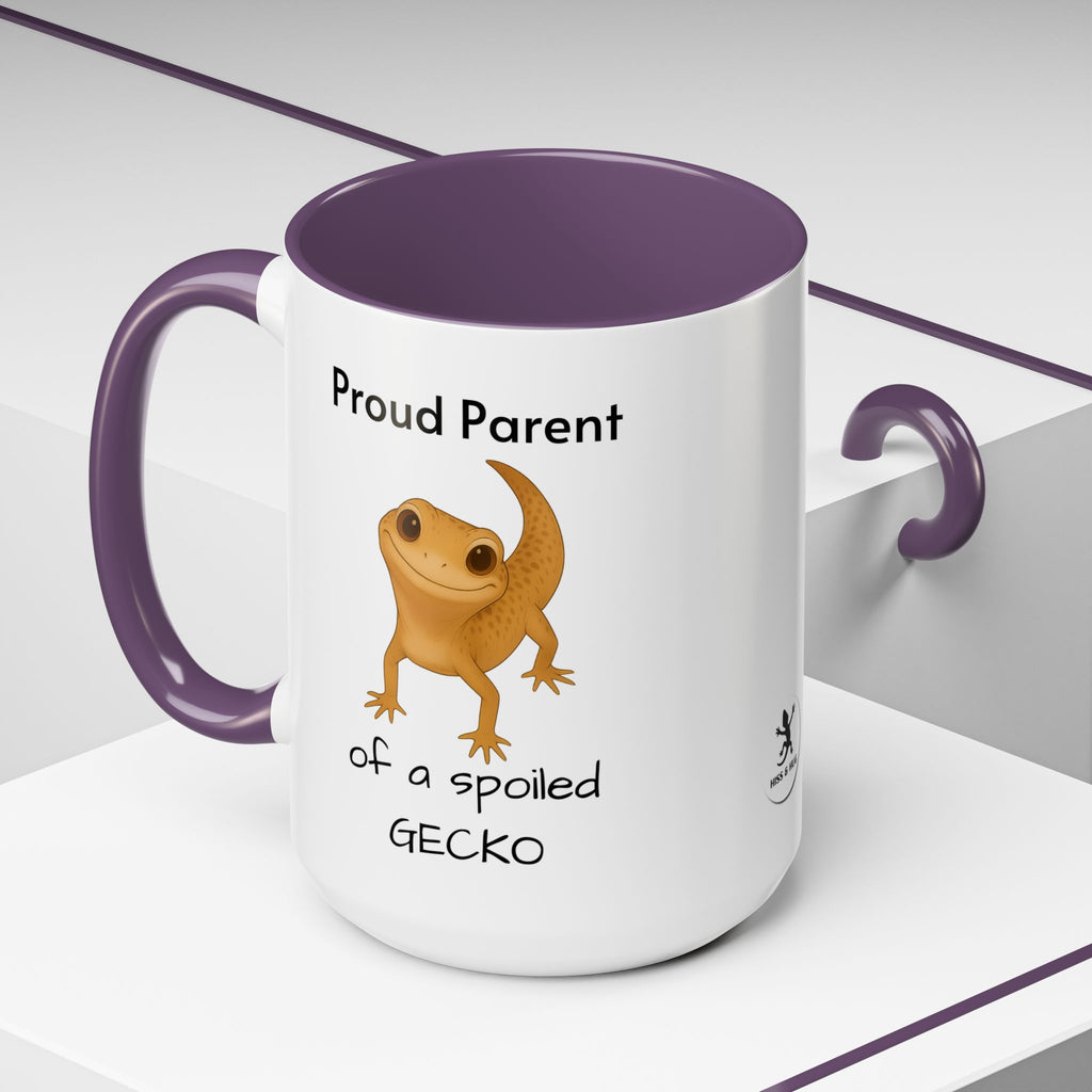 Leopard Gecko Coffee Mug – "Proud Parent of a Spoiled Gecko" – Cute Accent Mug, 11oz & 15oz – Reptile Owner Gift