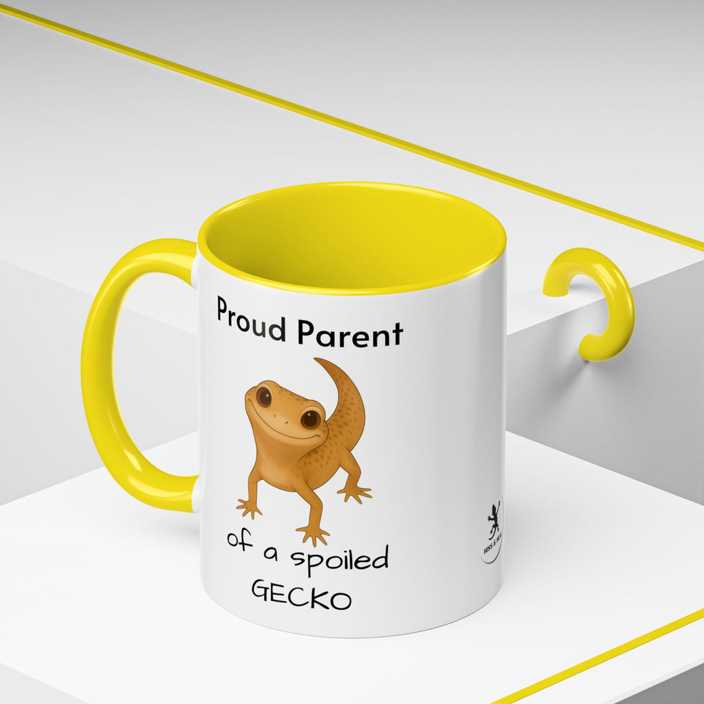 Leopard Gecko Coffee Mug – "Proud Parent of a Spoiled Gecko" – Cute Accent Mug, 11oz & 15oz – Reptile Owner Gift