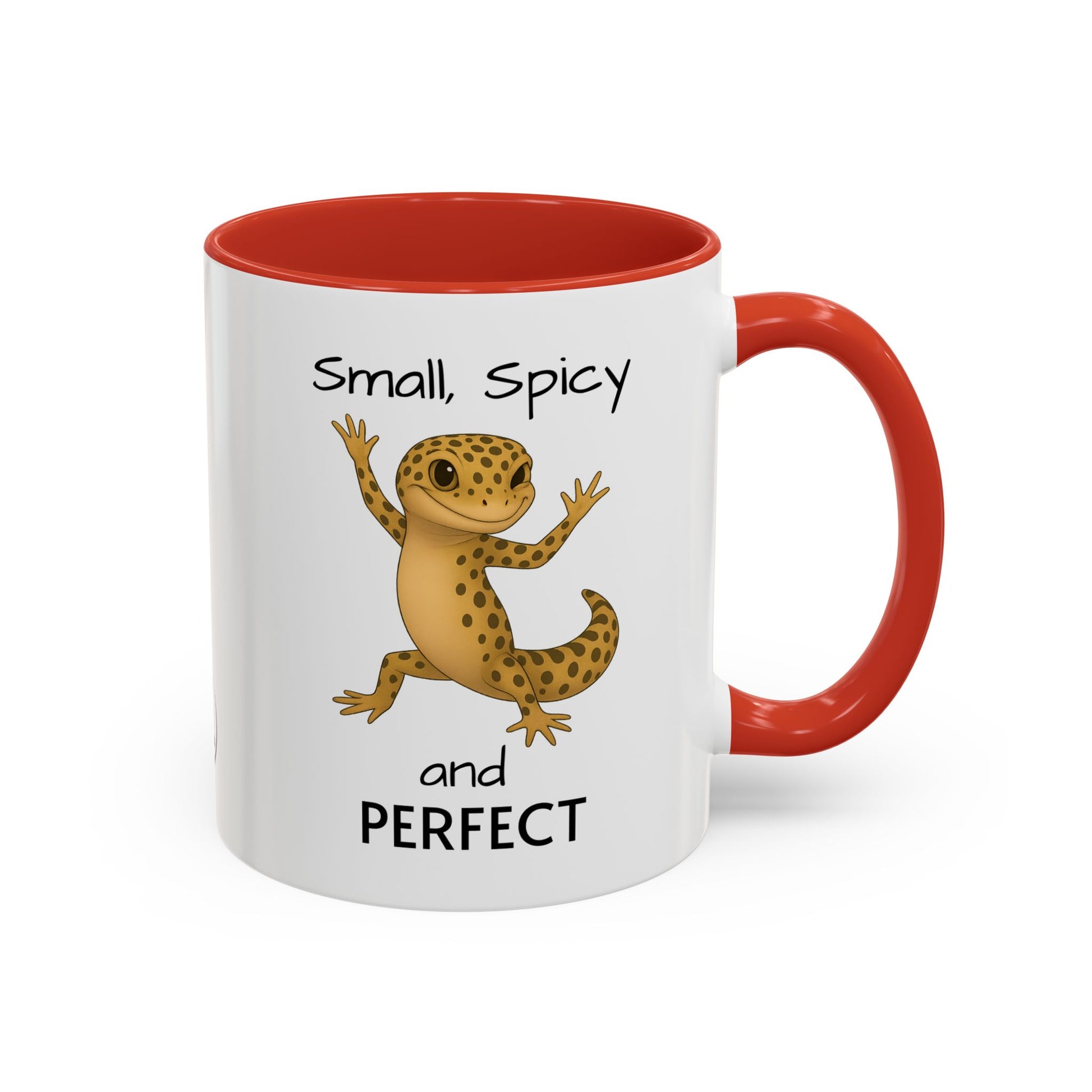 Leopard Gecko Coffee Mug – "Smol, Spicy and Perfect" – Funny Accent Mug, 11oz & 15oz – Cute Reptile Lover Gift