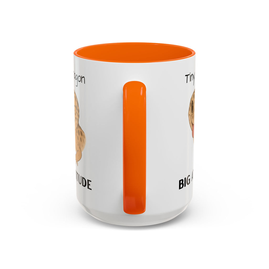 Leopard Gecko Accent Coffee Mug – "Tiny Dragon. Big Attitude" – Colorful Handle, Ceramic, 11oz & 15oz – Reptile Lover & Gecko Owner Gift