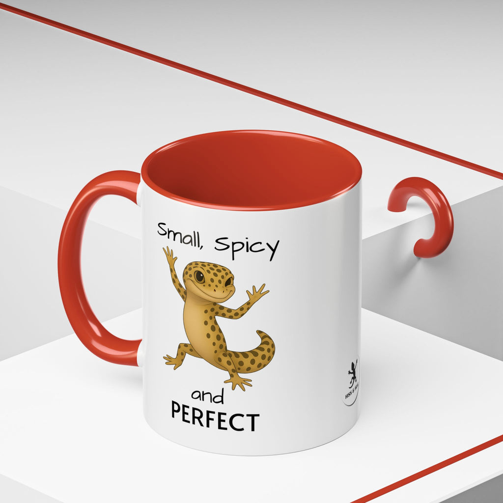 Leopard Gecko Coffee Mug – "Smol, Spicy and Perfect" – Funny Accent Mug, 11oz & 15oz – Cute Reptile Lover Gift