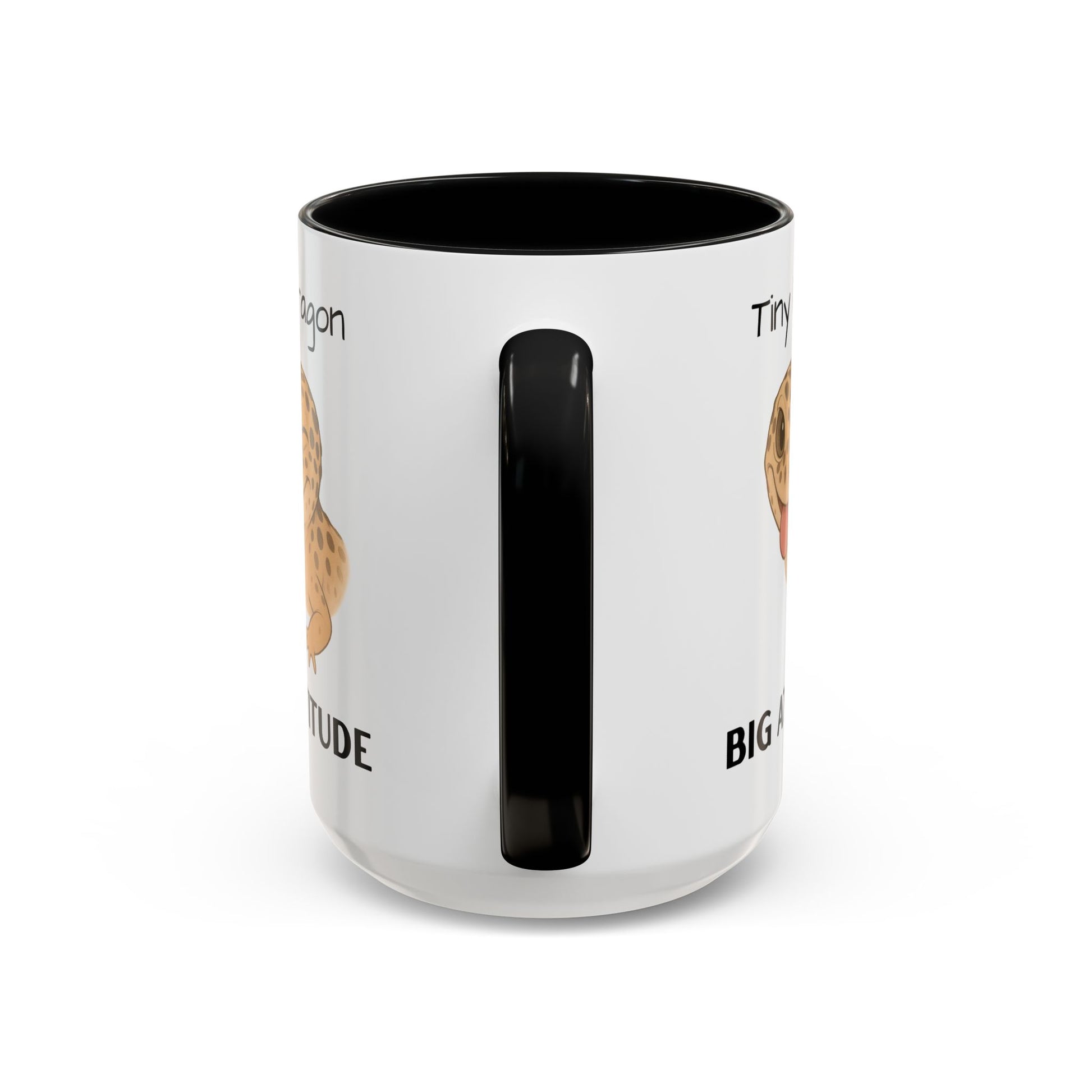 Leopard Gecko Accent Coffee Mug – "Tiny Dragon. Big Attitude" – Colorful Handle, Ceramic, 11oz & 15oz – Reptile Lover & Gecko Owner Gift